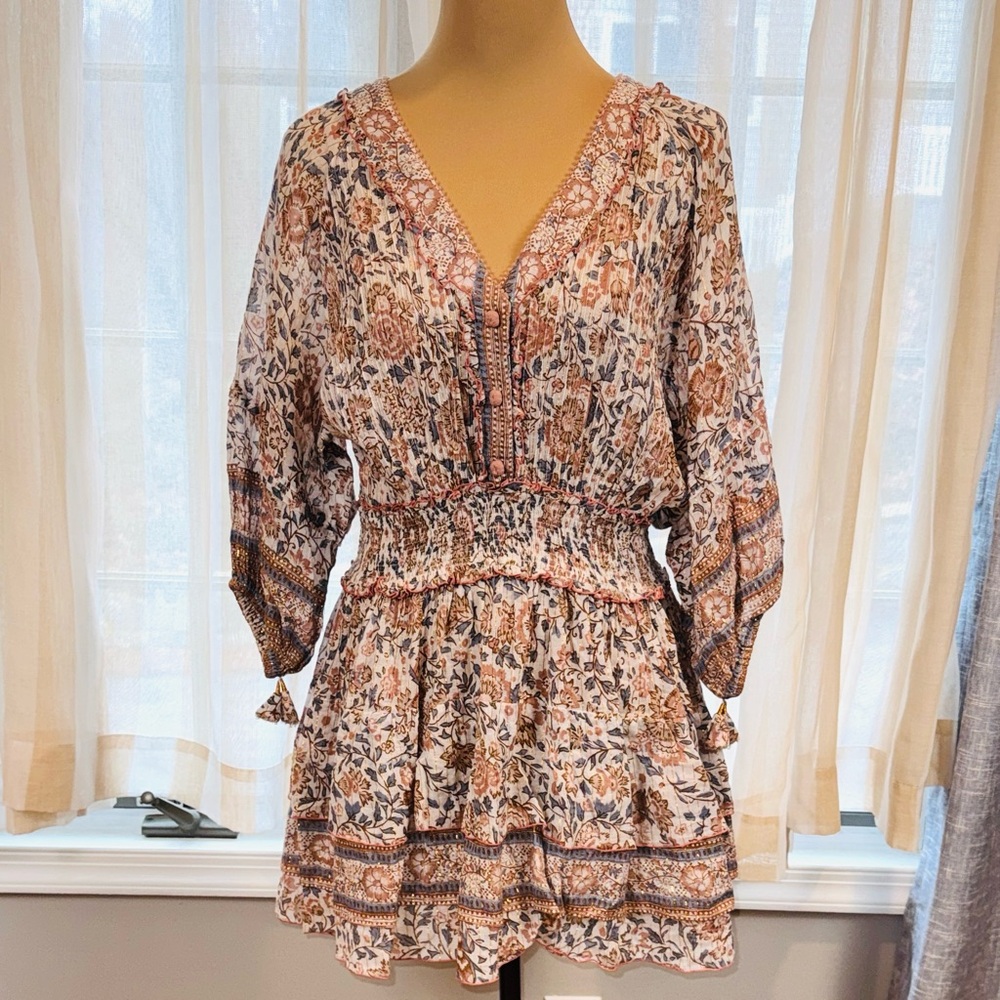 Poupette St. Barth Ariel Printed Multicolor Patterned Mini Dress Size M